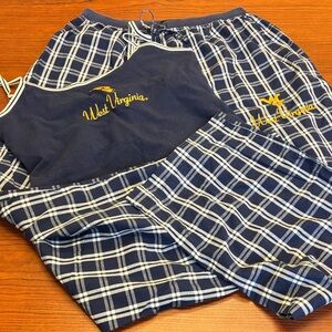 West Virginia Navy Plaid Pajama Set - Navy & Gold